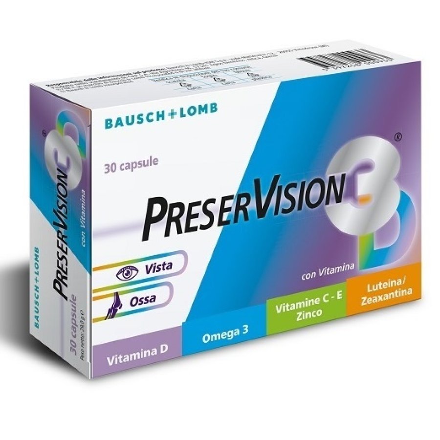 Bausch+Lomb PreserVision - 3D Integratore Alimentare Vista e Ossa 30 Capsule Molli Bausch+Lomb PreserVision - 3D Integratore Alimentare Vista e Ossa 30 Capsule Molli