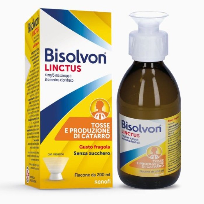 Bisolvon Linctus 4mg/5ml Sciroppo Mucolitico Gusto Fragola 200ml