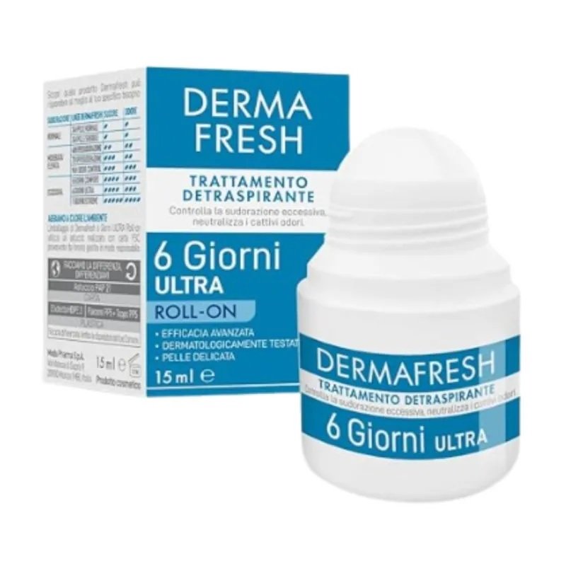 Dermafresh deodorante ultra 6 giorni roll on detraspirante sudore eccessivo 15 ml