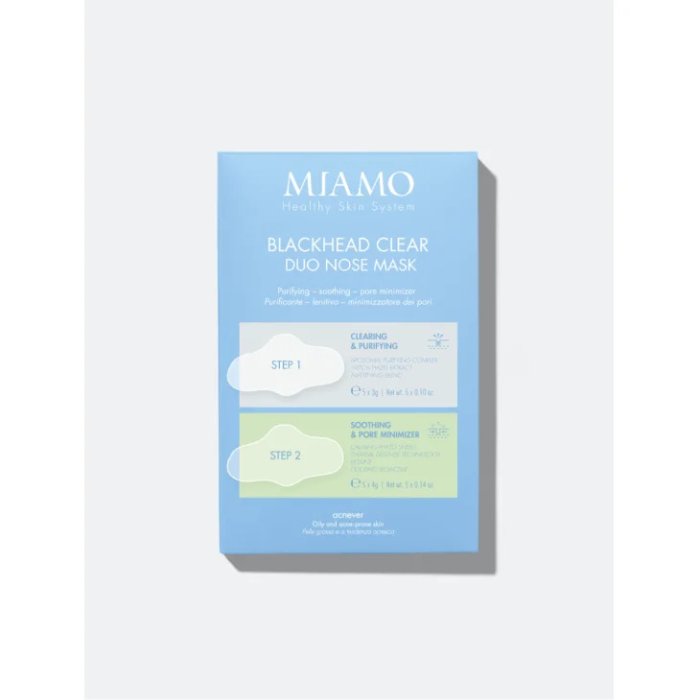 Miamo Acnever Blackhead Clear Duo Nose Mask maschera purificante minimizza pori del naso 5 trattamenti