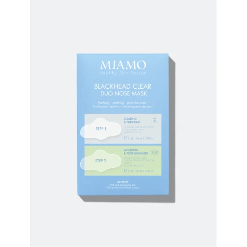 Miamo Acnever Blackhead Clear Duo Nose Mask maschera purificante minimizza pori del naso 5 trattamenti