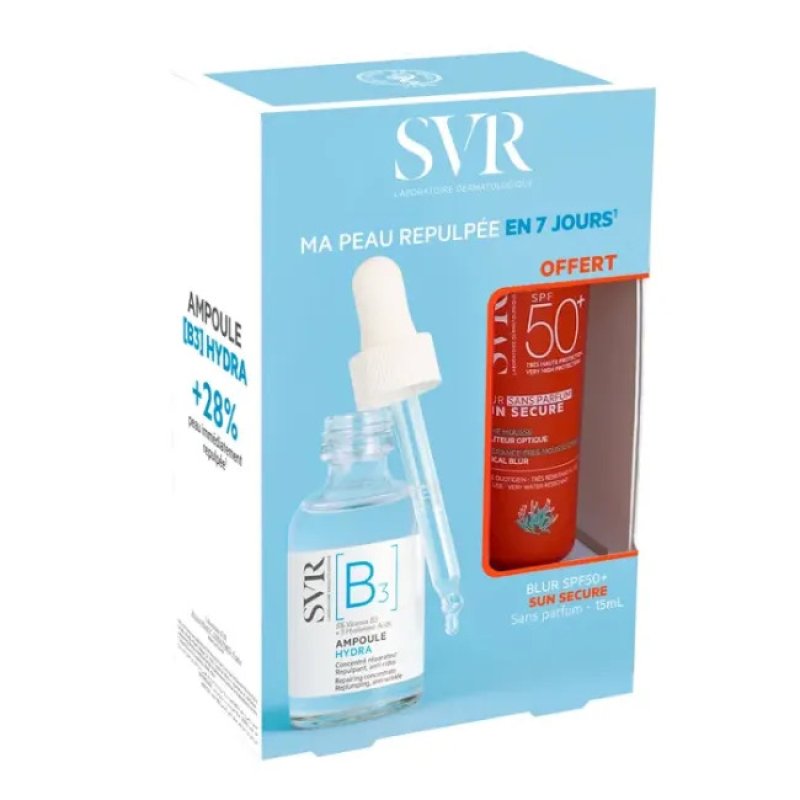 Svr Kit Ampoule B Siero Idratante Rimpolpante 30 Ml + Sun Secure Crema Viso BLur Spf 50+ Senza Profumo 15 Ml Svr Kit Ampoule B Siero Idratante Rimpolpante 30 Ml + Sun Secure Crema Viso BLur Spf 50+ Senza Profumo 15 Ml