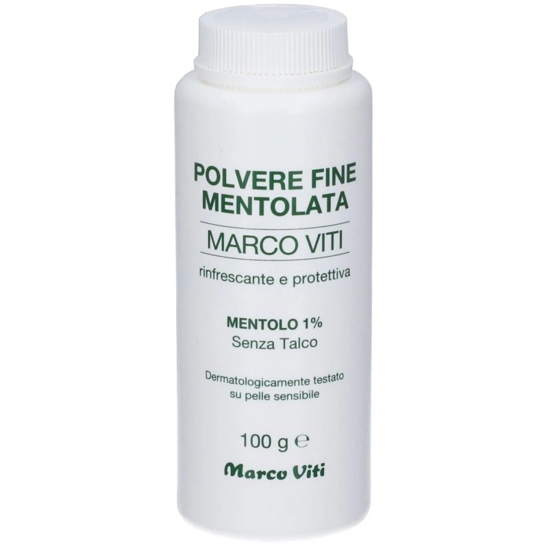 Marco Viti Polvere Fine Mentolata rinfrescante e protettiva per l'ipersudorazione, 100 g Marco Viti Polvere Fine Mentolata rinfrescante e protettiva per l'ipersudorazione, 100 g