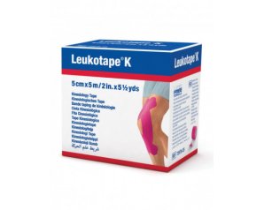 Benda adesiva actimove leukotape k taping fisioterapico larghezza 5 cm lunghezza 5 m colore rosa in rotolo