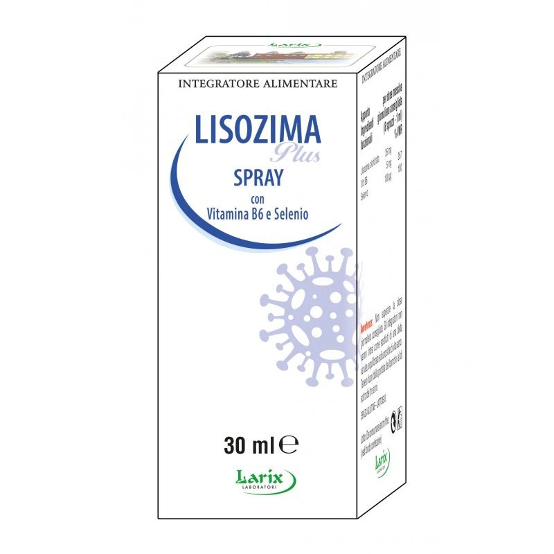 Lisozima Plus Spray – Con Vitamina B6 e Selenio per Naso e Gola 30 ml Lisozima Plus Spray – Con Vitamina B6 e Selenio per Naso e Gola 30 ml
