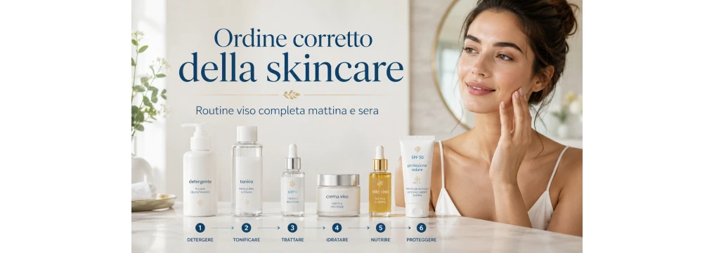 Ordine corretto della skincare: routine completa mattina e sera, prodotti da usare e abbinamenti da evitare Ordine corretto della skincare: routine completa mattina e sera, prodotti da usare e abbinamenti da evitare