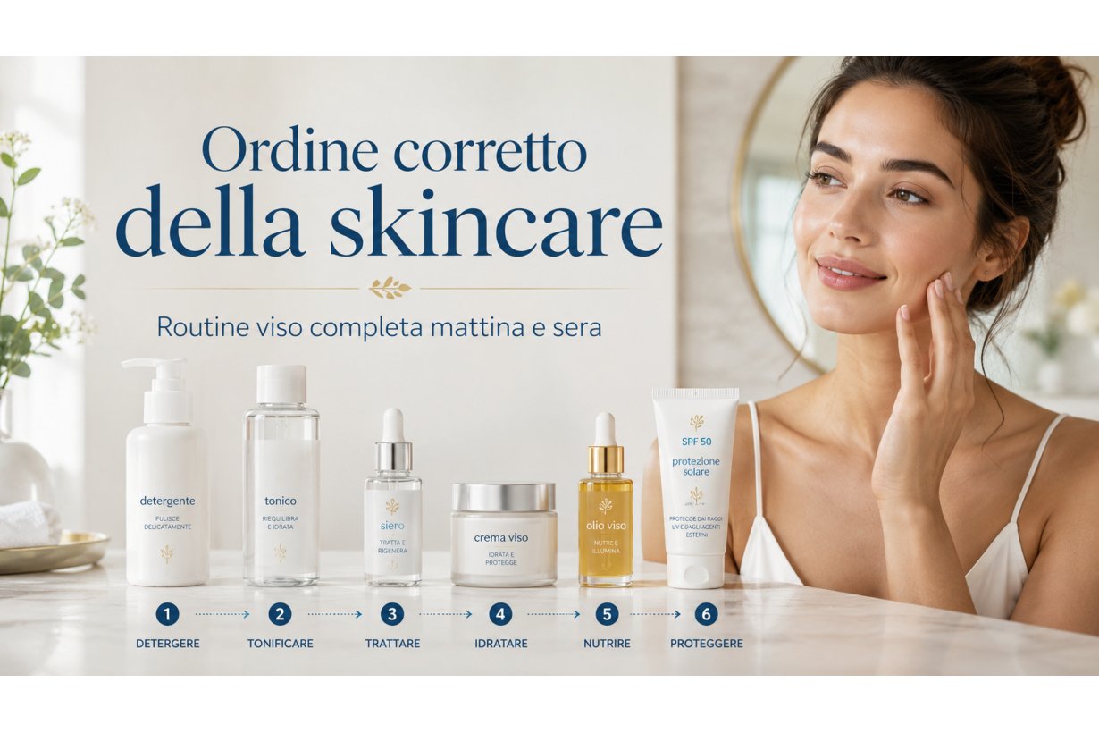 Ordine corretto della skincare: routine completa mattina e sera, prodotti da usare e abbinamenti da evitare Ordine corretto della skincare: routine completa mattina e sera, prodotti da usare e abbinamenti da evitare