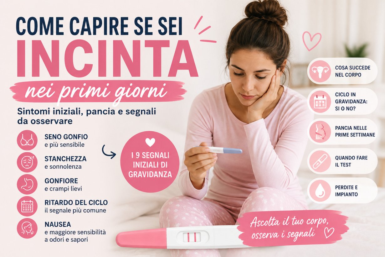 Come capire se sei incinta nei primi giorni: sintomi iniziali, pancia e segnali da osservare
