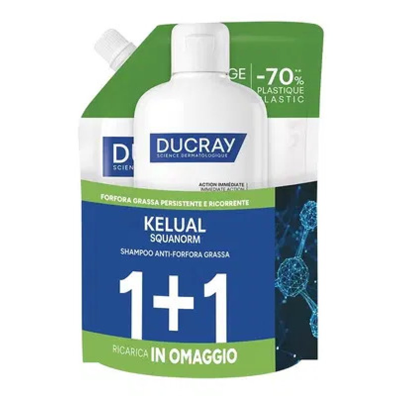 Ducray kelual squanorm shampoo regolatore antiforfora grassa 400 + 400 ml Ducray kelual squanorm shampoo regolatore antiforfora grassa 400 + 400 ml