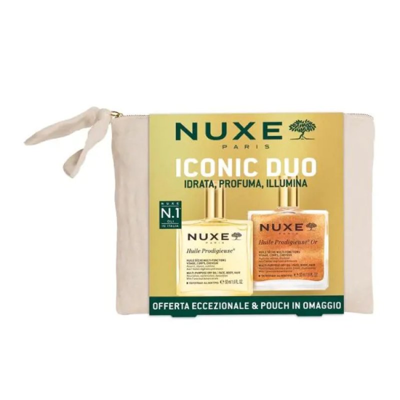 Nuxe Huile Prodigieuse cofanetto olio secco classico 50 ml e Or 50 ml con pochette