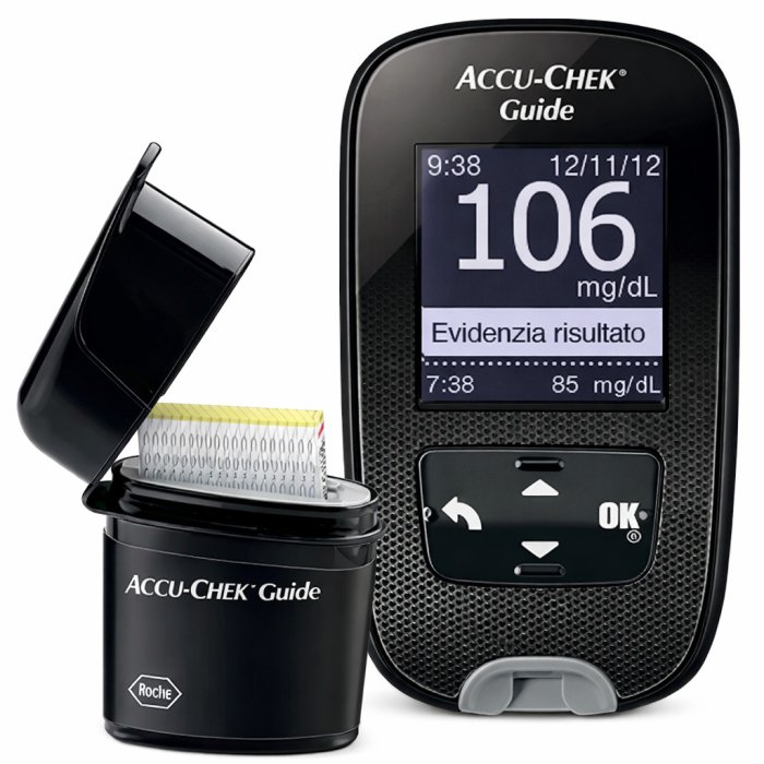 Accu Chek Guide Kit misuratore glicemia nel sangue con accessori completi per autocontrollo diabetico Accu Chek Guide Kit misuratore glicemia nel sangue con accessori completi per autocontrollo diabetico