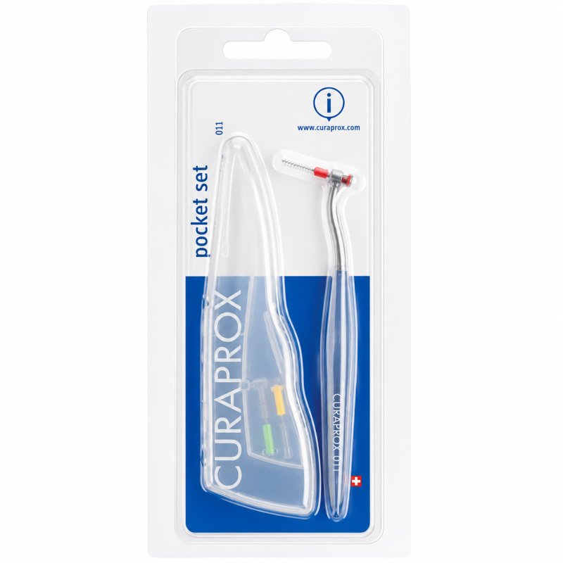 Curaprox Pocket Set scovolino interdentale con manico e 3 testine - igiene orale