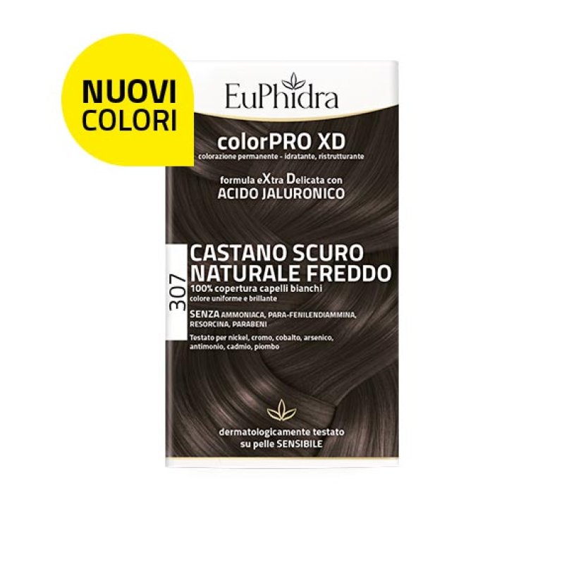 Euphidra Bellezza e Salute Tinta per Capelli ColorPro XD Colore 307 Castano Scuro Naturale Freddo