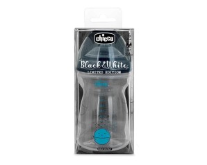 Chicco Artsana Biberon Natural Feeling 6m+ Flusso Rapido Black & White Limited Edition 330 ml