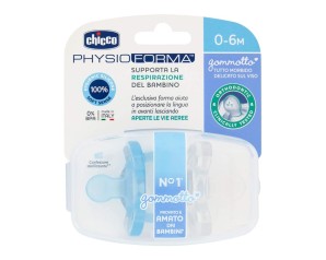 Chicco Artsana PhysioForma® Succhietto 2 Gommottini in Silicone 0-2 mesi Azzurro