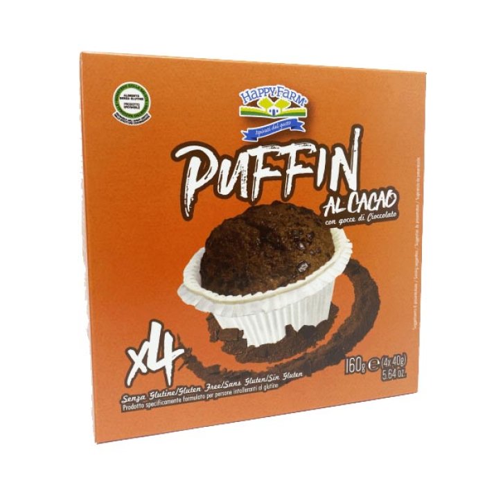 Happy Farm Alimenti senza Glutine Merendine Puffin Cacao con Gocce di Cioccolato 160 g Happy Farm Alimenti senza Glutine Merendine Puffin Cacao con Gocce di Cioccolato 160 g