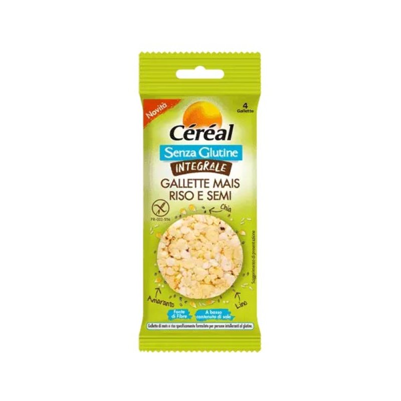 Cereal Alimenti Deliziosi senza Glutine Gallette Integrali Riso Mais e Semi 11 g Cereal Alimenti Deliziosi senza Glutine Gallette Integrali Riso Mais e Semi 11 g