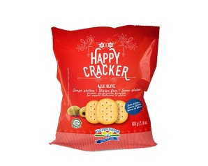 Happy Farm Alimenti senza Glutine Sostituti del Pane Crackers alle Olive Fragranti e Gustosi 60 g