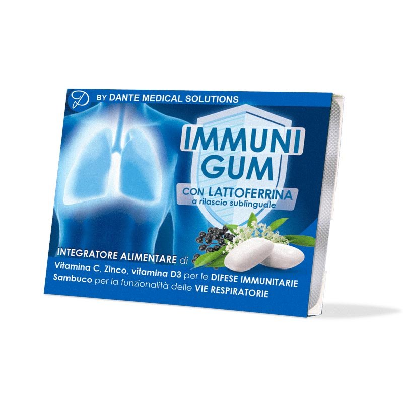 Dante Medical Integratori Alimentari in Chew-Gum Immuni GUM Gusto Erbe 18 Gomme da Masticare