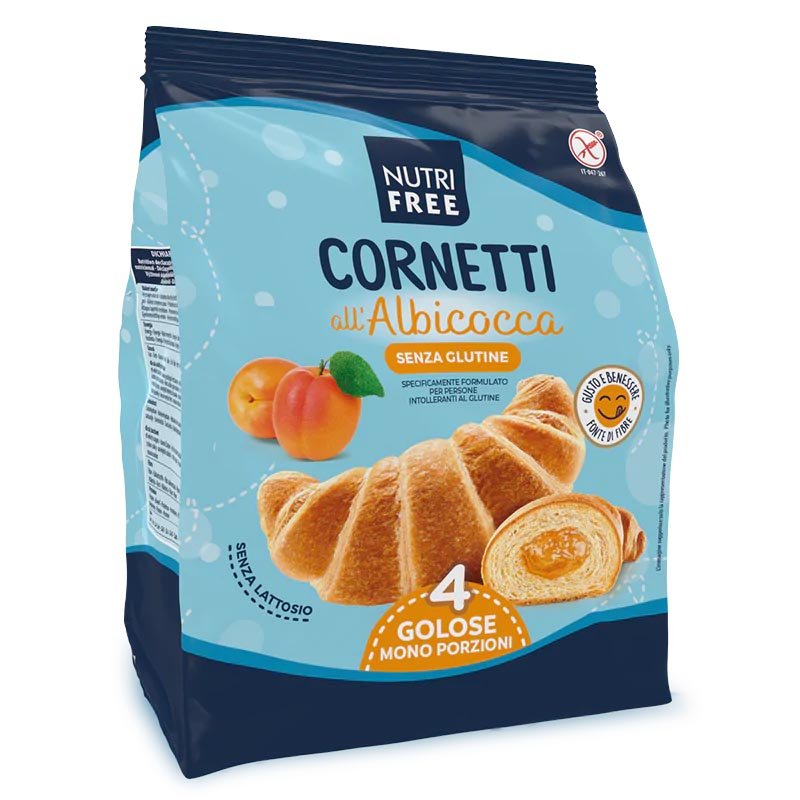 Nutrifree Linea Dolci Bontà e Colazioni Cornetto all'Albicocca 4 pezzi da 60 g senza glutine Nutrifree Linea Dolci Bontà e Colazioni Cornetto all'Albicocca 4 pezzi da 60 g senza glutine