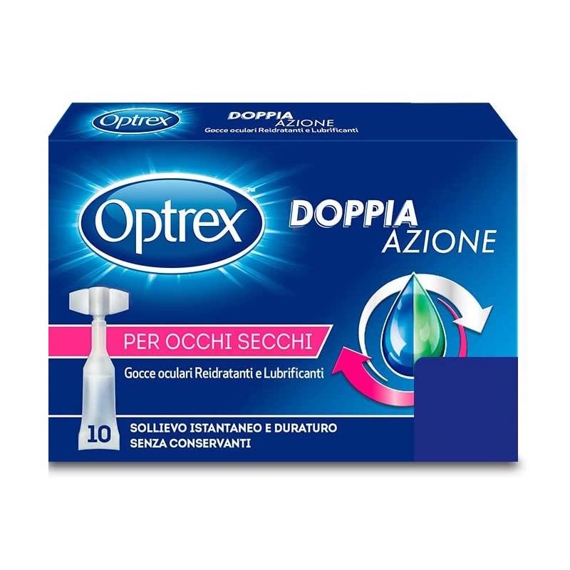 Reckitt Benckiser Salute degli Occhi Optrex Doppia Azione Gocce Reidratanti Occhi Secchi 10 Flaconcini
