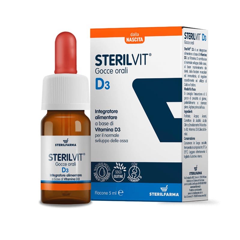 Sterilfarma Alimenti Sani e Biologici per bambini Sterilvit D3 Gocce Orali 5 ml Sterilfarma Alimenti Sani e Biologici per bambini Sterilvit D3 Gocce Orali 5 ml