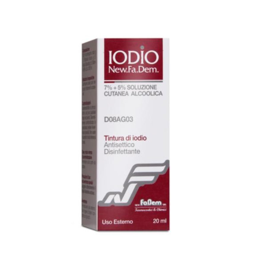 Iodio Sol Alco I New Fa.Dem. 7%/5% Soluzione Cutanea Alcoolica 1 Flacone 20 Ml Iodio Sol Alco I New Fa.Dem. 7%/5% Soluzione Cutanea Alcoolica 1 Flacone 20 Ml