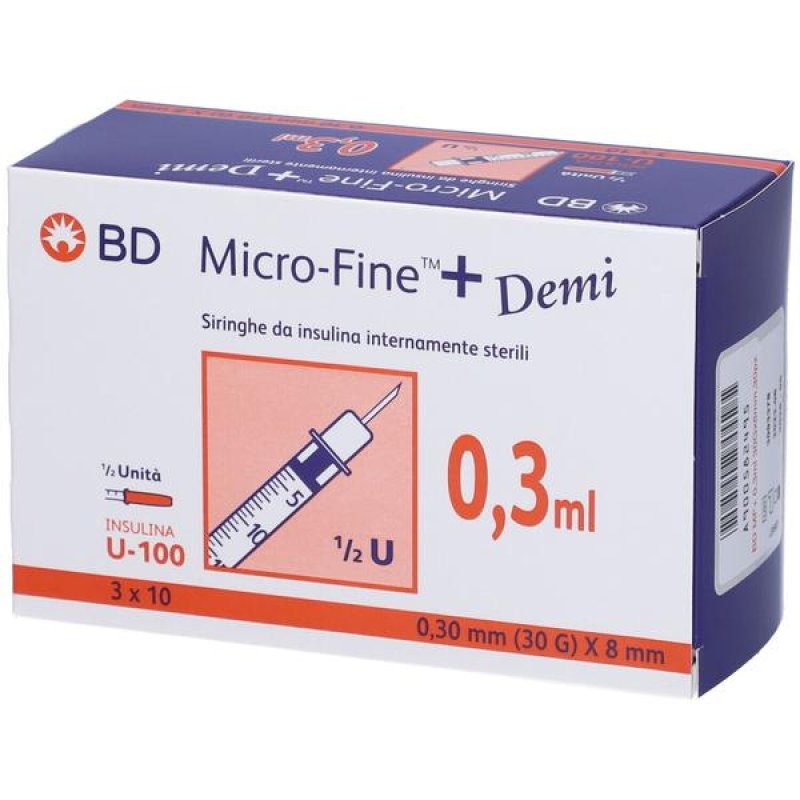 BD Micro-Fine + Demi 0.3 30 siringhe con insulina per glicemia - Corman Spa BD Micro-Fine + Demi 0.3 30 siringhe con insulina per glicemia - Corman Spa
