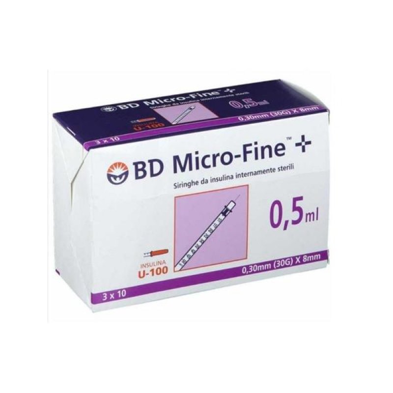 Becton Dickinson Siringa Insulina 0.5 ml Ago G30 30 Pezzi Becton Dickinson Siringa Insulina 0.5 ml Ago G30 30 Pezzi
