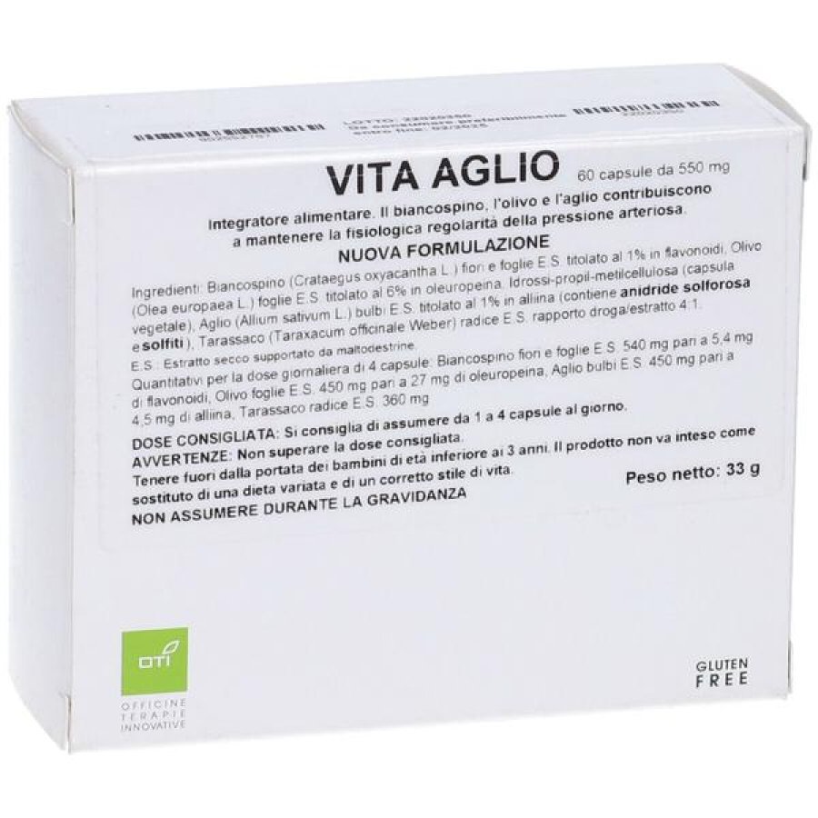 Vita Aglio Oti 60 Capsule – Integratore Alimentare di Aglio per Colesterolo e Pressione Sanguigna Normali Vita Aglio Oti 60 Capsule – Integratore Alimentare di Aglio per Colesterolo e Pressione Sanguigna Normali