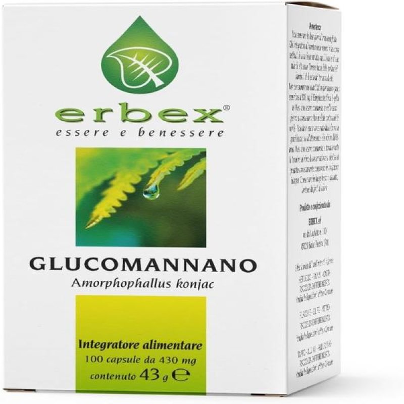 Erbex Glucomannano 160 Compresse Integratore Alimentare per Controllo del Peso e Senso di Saziet&agrave;