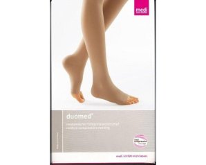 Duomed calze autoreggenti a compressione medicale classe 1 unisex, gambaletto elastico per circolazione e sollievo gambe, taglia L/M colore naturale