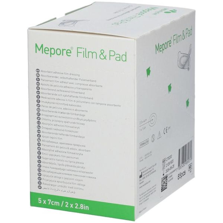 Mepore Film e Pad Medicazione Adesiva Sterile 5x7 cm Cerotto Trasparente Impermeabile con Pad Assorbente Mepore Film e Pad Medicazione Adesiva Sterile 5x7 cm Cerotto Trasparente Impermeabile con Pad Assorbente