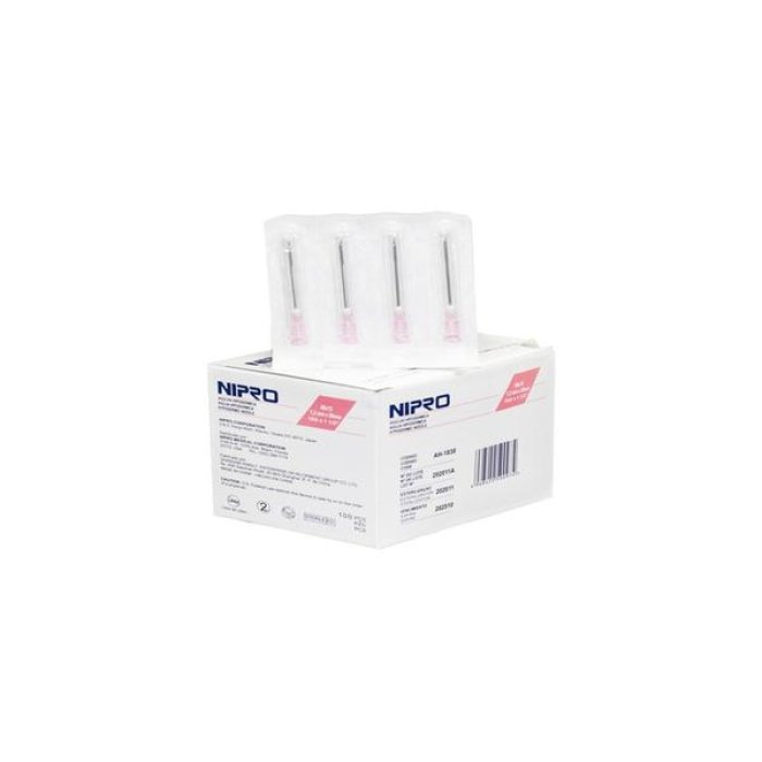 Nipro Ago Ipodermico Monouso Rosa 18 Gauge Confezione da 100 Pezzi