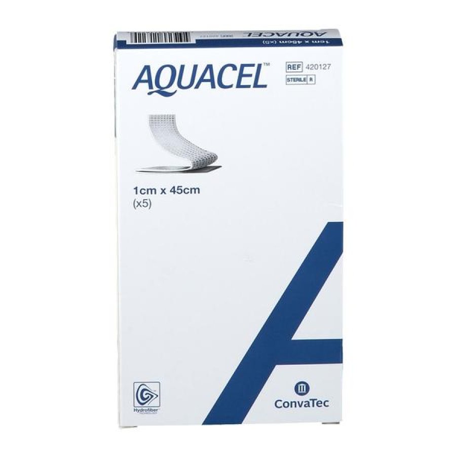 Aquacel medicazione 1 x 45 cm 5 pezzi - medicazione avanzata in fibra di idrocolloide Aquacel medicazione 1 x 45 cm 5 pezzi - medicazione avanzata in fibra di idrocolloide