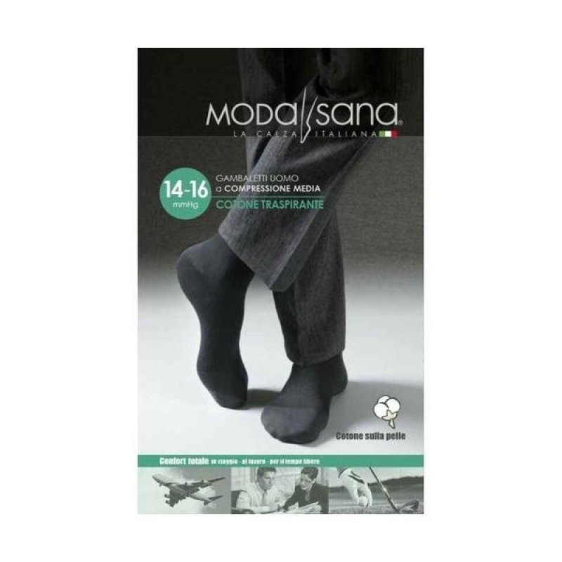 Calze contenitive a compressione graduata ModaSana gambaletto unisex 140 denari colore antracite per benessere e circolazione delle gambe