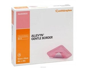 Allevyn Gentle Border 10 cm x 10 cm Confezione da 10 Medicazioni in Schiuma di Silicone Adesiva per Ferite e Piaghe da Decubito