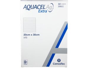 Aquacel Extra con Argento Medicazione Avanzata Antimicrobica 20 x 30 cm Confezione da 5 Pezzi