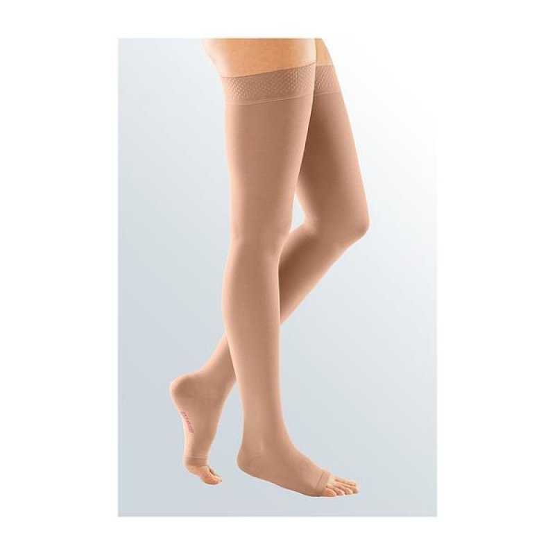 Calza medicale a compressione forte Medi Plus mono gamba sinistra classe 3 per vene varicose Calza medicale a compressione forte Medi Plus mono gamba sinistra classe 3 per vene varicose