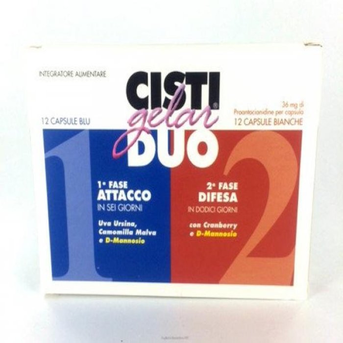 Cistigelar Duo 12+12 Capsule Integratore Alimentare per il Benessere delle Vie Urinarie e in Caso di Cistite Cistigelar Duo 12+12 Capsule Integratore Alimentare per il Benessere delle Vie Urinarie e in Caso di Cistite