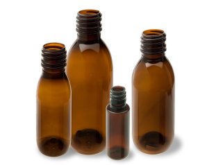 Flacone vuoto PET ambra 300 ml - flacone in plastica ambrata con tappo