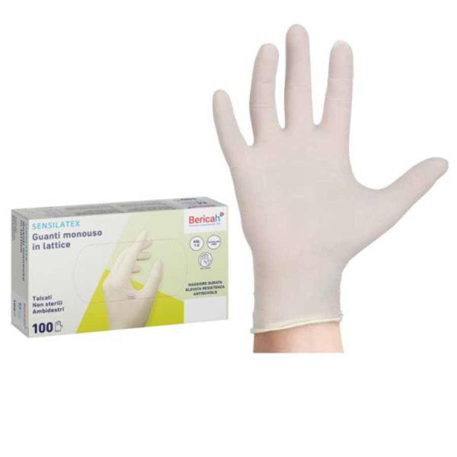 Guanti in lattice talcati S 100 pezzi Sensila - guanti monouso per uso medico e igiene Guanti in lattice talcati S 100 pezzi Sensila - guanti monouso per uso medico e igiene