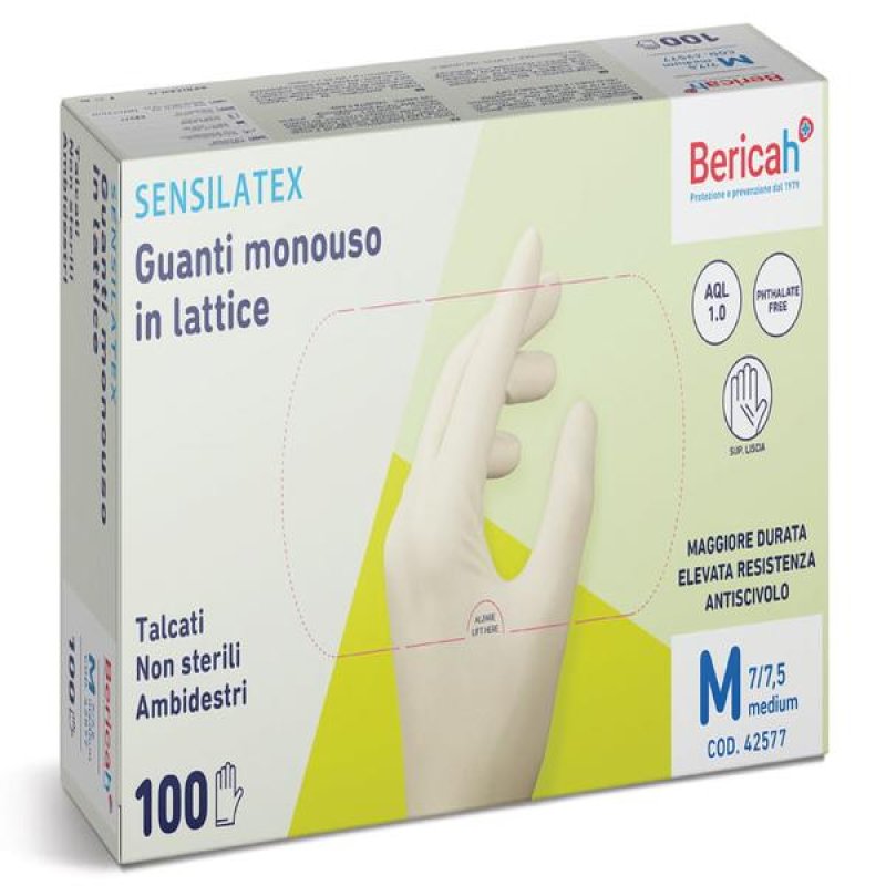 Sensilatex guanti monouso in lattice taglia M 100 pezzi