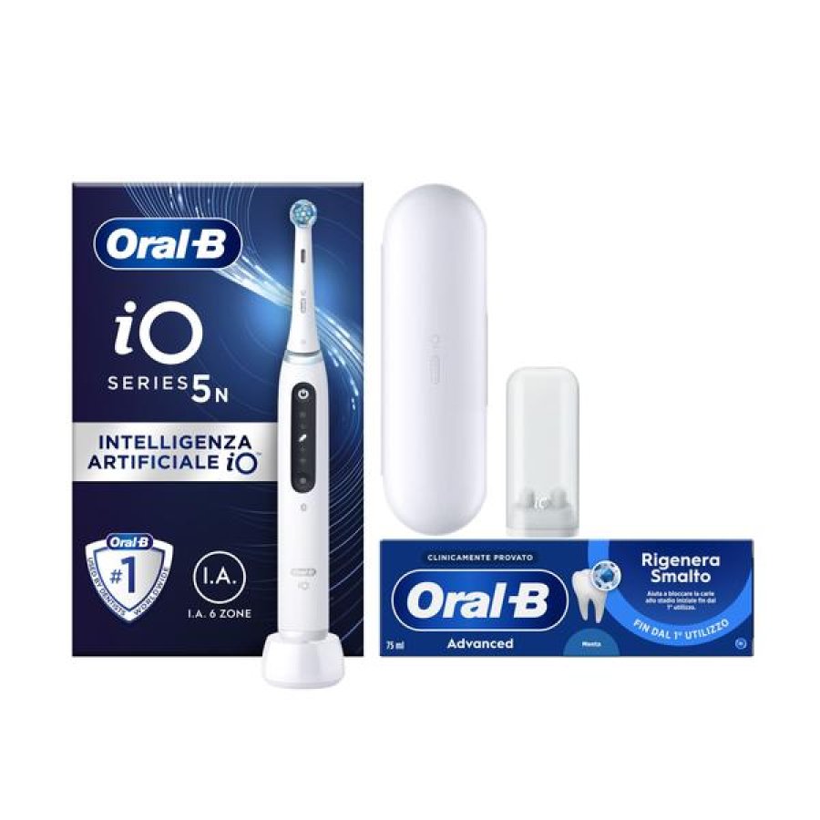 Oral-B iO - 5S Spazzolino Elettrico Ricaricabile Bianco con Custodia da Viaggio Oral-B iO - 5S Spazzolino Elettrico Ricaricabile Bianco con Custodia da Viaggio