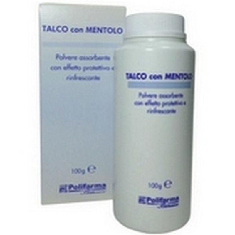 Talco mentolato 1% 100 g - talco rinfrescante e assorbente per piedi e corpo Talco mentolato 1% 100 g - talco rinfrescante e assorbente per piedi e corpo