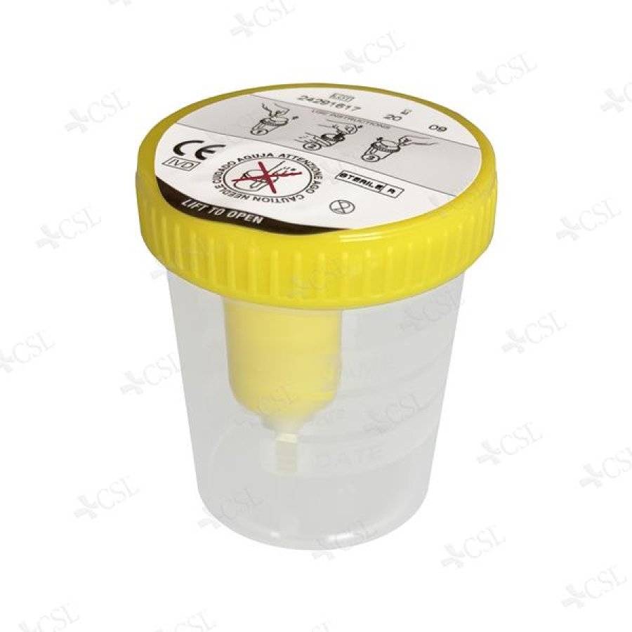 Contenitore per Raccolta Urina con Provetta Sterile Monouso per Analisi Cliniche ed Esame delle Urine Contenitore per Raccolta Urina con Provetta Sterile Monouso per Analisi Cliniche ed Esame delle Urine