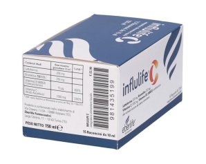 Influlife C 15 Stick 10 ml Integratore Alimentare per Difese Immunitarie e Sintomi Influenzali Formula Liquida ad Alta Biodisponibilità 