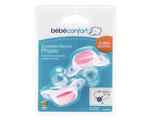 Bebe Confort Succhietto Natural Physio Silicone 6/18 Mesi Fucsia 2 Pezzi