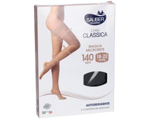Sauber Calze Autoreggenti 140 Den Compressione Media Colore Nero Misura 4