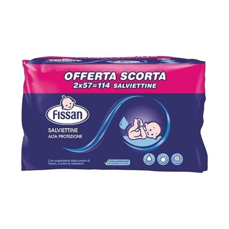 Fissan Salviettine Alta Protezione per il Cambio dei Bambini 2 x 57salviettine Fissan Salviettine Alta Protezione per il Cambio dei Bambini 2 x 57salviettine